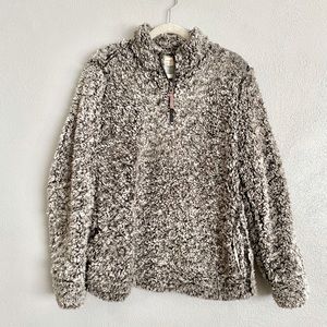 Weatherproof Sherpa Womens Size Large Sweatshirt Super Soft Black White Cozy